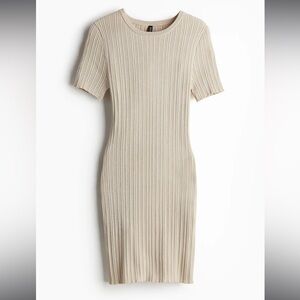 H&M Cream Ribbed Mini Dress